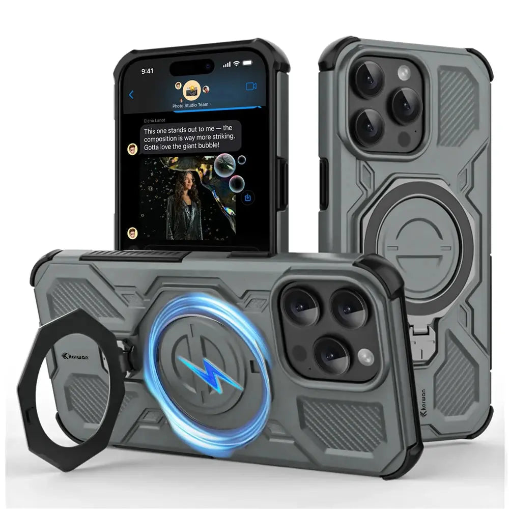 Karwan Vanguard Rugged Kickstand MagSafe Case for iPhone 15 Pro Max - Karwan
