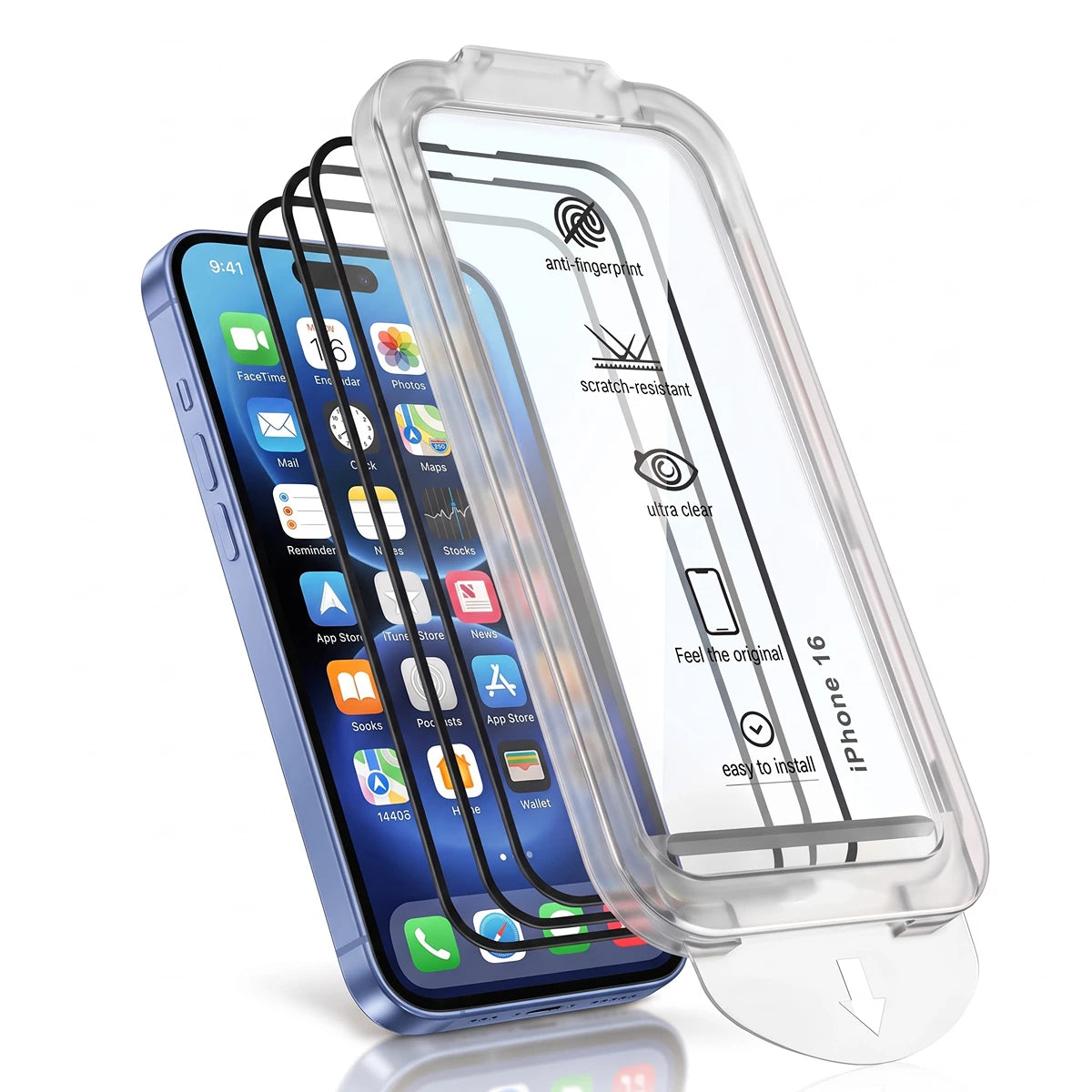 Align 3X Tempered Glass for iPhone 16 | Pack of 3