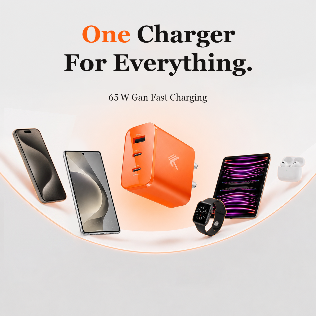 KARWAN 65W GaN Multi Pro Adapter with USB Type-C to Type-C Cable
