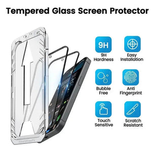 Premium Tempered Glass for iPhone 14| Bubble-Free Easy Applicator | Pack of 2 |