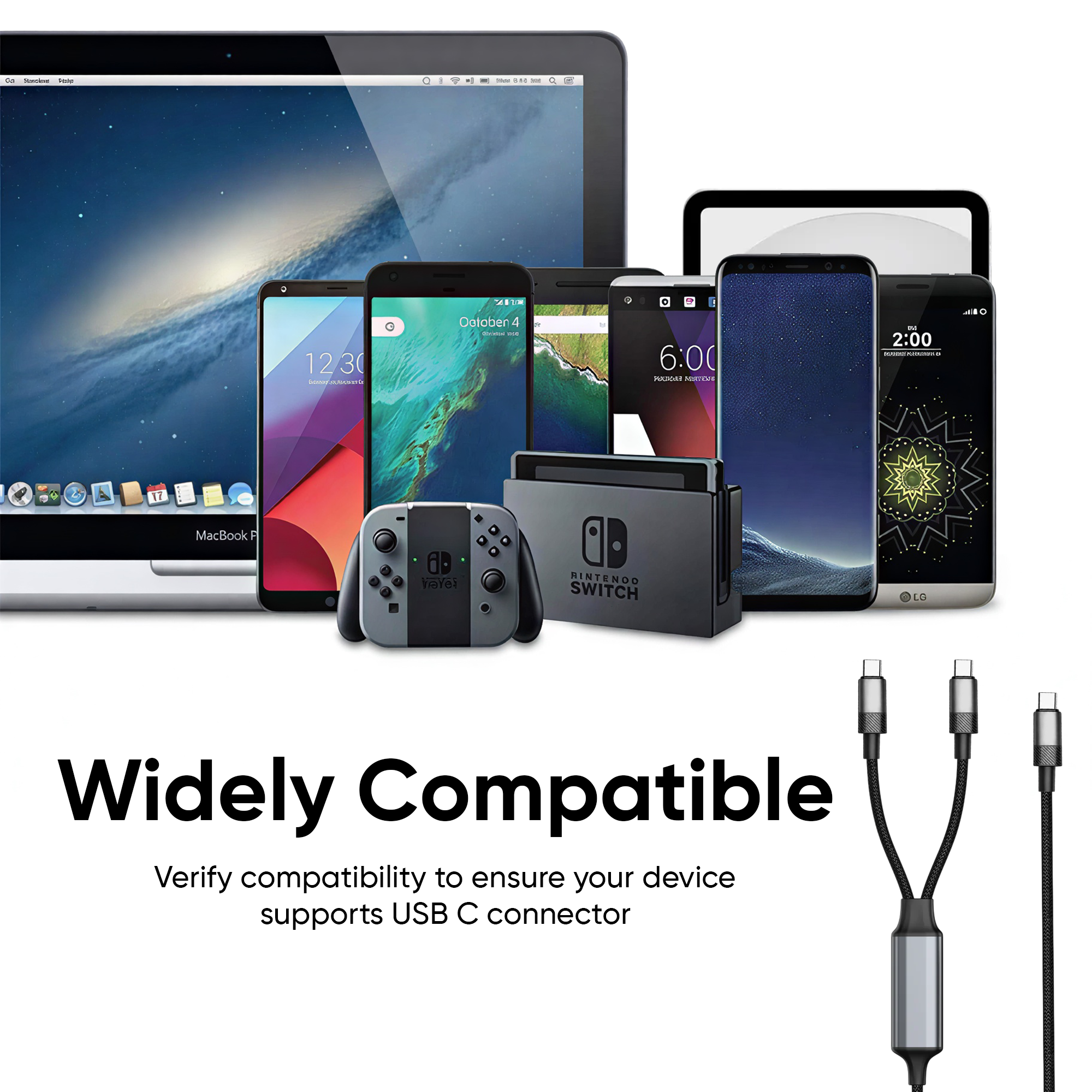 KARWAN 100W Twin PD Cord USB Type C to Type C Charging cable with E-Marker Chip