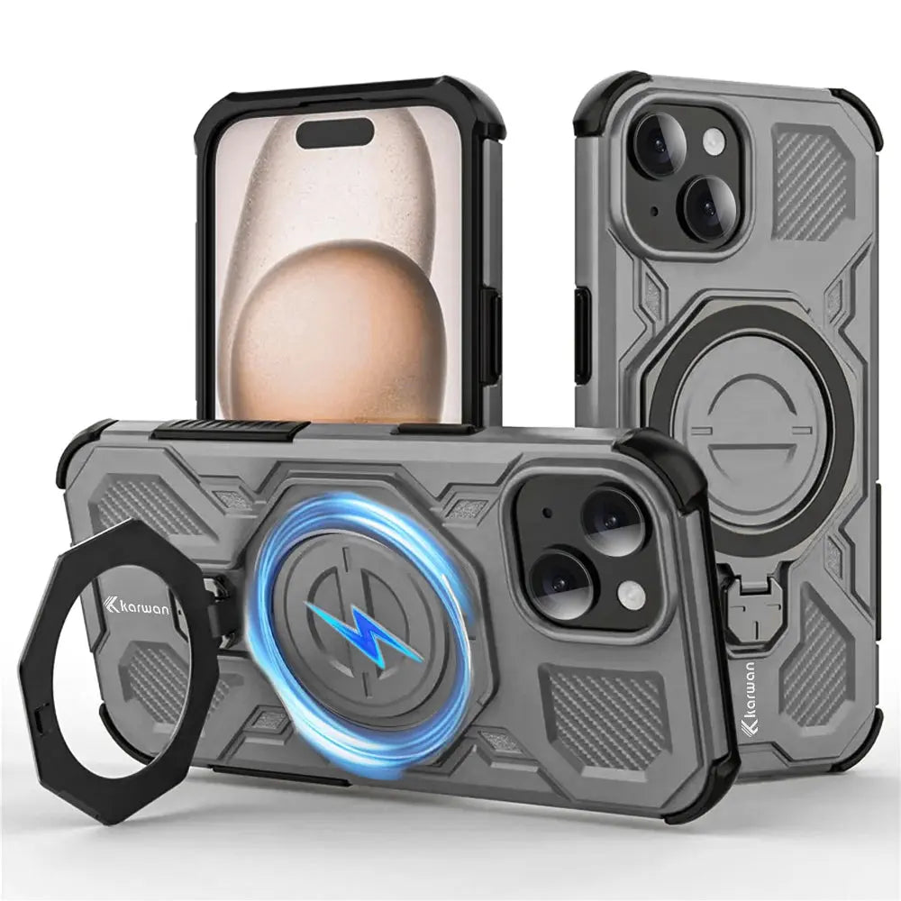 Karwan Vanguard Rugged Kickstand MagSafe Case for iPhone 15
