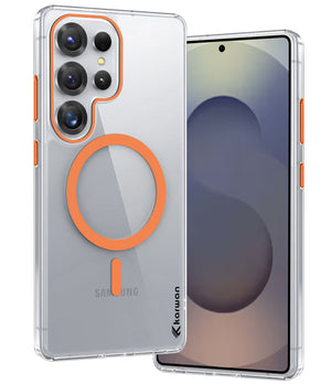 Karwan S25 Ultra Clear Magnetic Case – Green Colour, Wireless Charging Compatible, COD Available India
