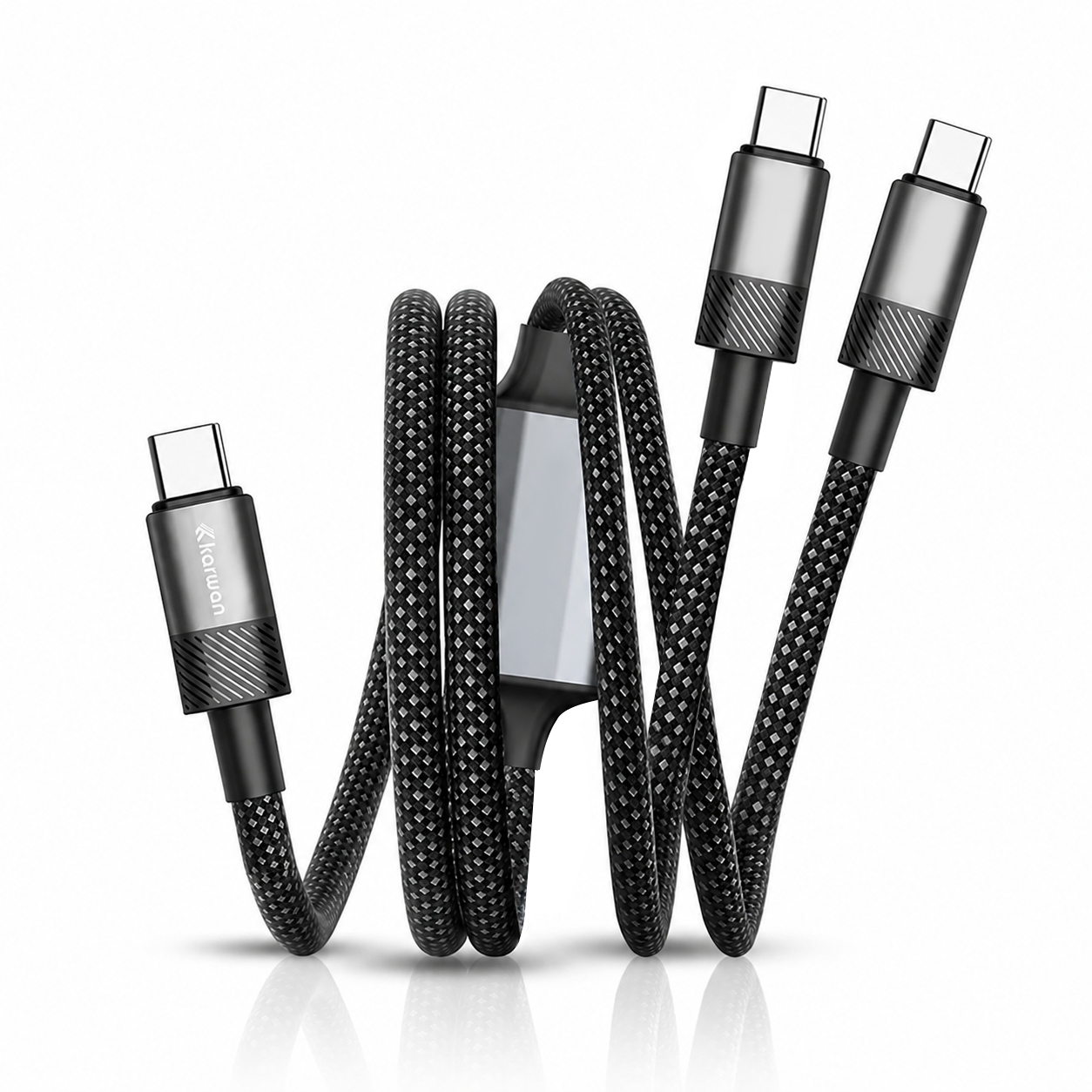 KARWAN 100W Twin PD Cord USB Type C to Type C Charging cable with E-Marker Chip