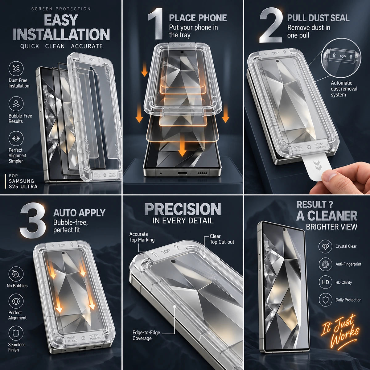 Align 3X Tempered Glass for Samsung S24 Ultra | Pack of 3