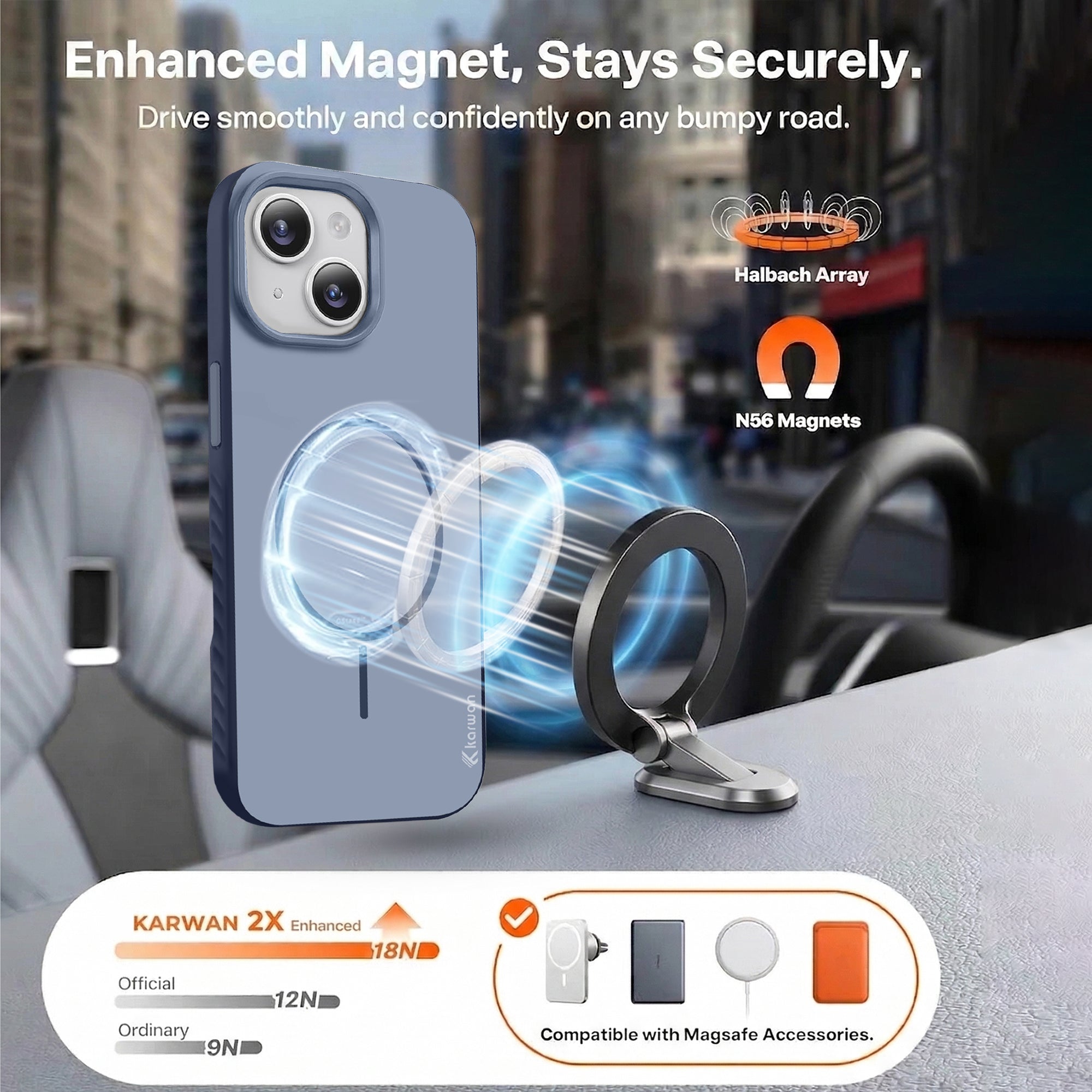 Karwan MagEaze iPhone 15 Slim Case - Raised Camera Bezels USB-C Cutout India ₹499