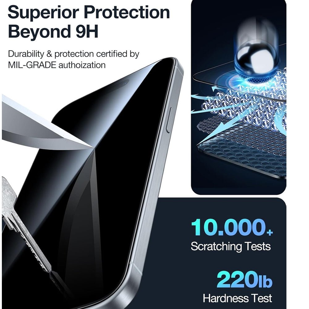 Tempered Glass Screen Protector For iPhone 15 Pro Max 9H Hardness, Scratch Resistant, Military Grade Protection, Case Friendly