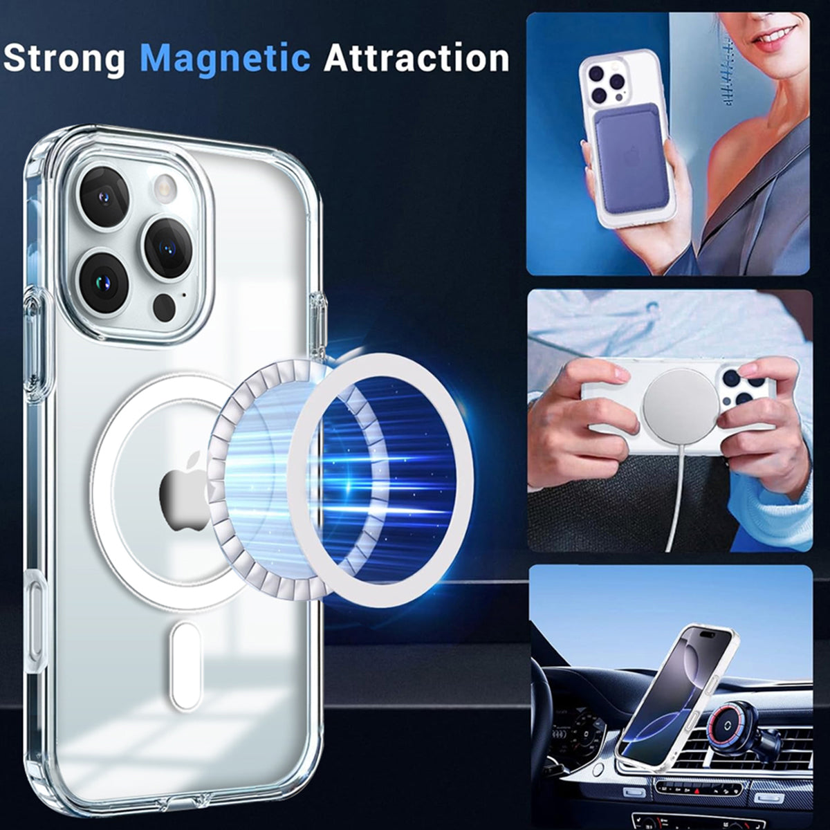 Magsafe Transparent Mobile Back Case For iPhone 16 Pro Max