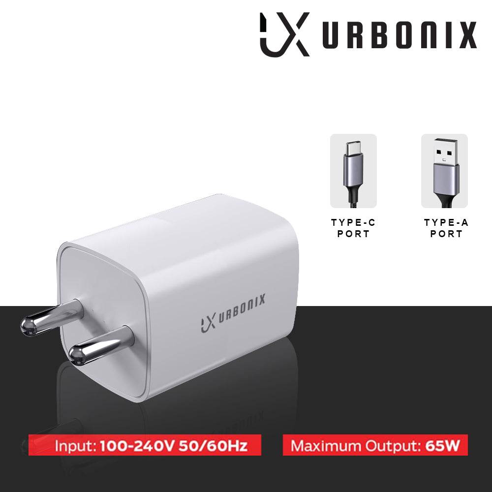 Urbonix 65W Fast Charging Adapter Only with Dual USB Ports | High Efficiency and Safety - Karwan