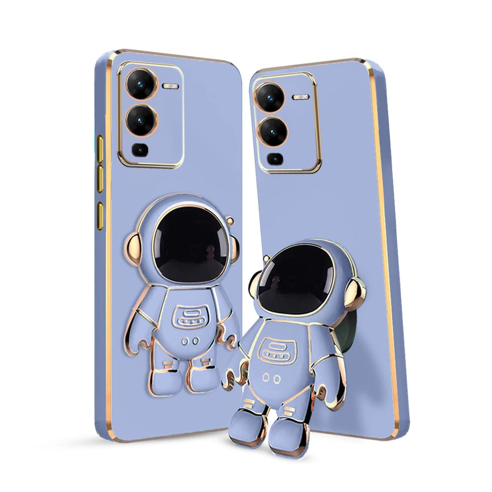 3D Astronaut Case for Folding Stand Back Case For Vivo V25 Pro 5G | Slim electroplated case | Stand case | Soft TPU | Space Astro Theme | Camera Pro 5Gtection.