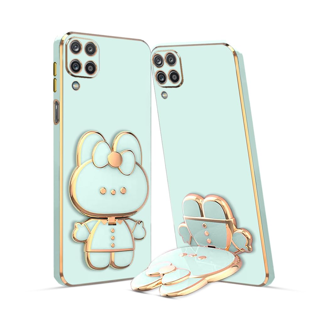 3D Cat Mobile Back Case with Stand For Samsung Galaxy A12 4G| Stand And Mirror|Camera Protection|Electroplated|