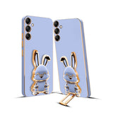 3D Bunny Mobile Samsung Cover With Stand And Mirror For Samsung F55| Soft TPU Electropated Stand