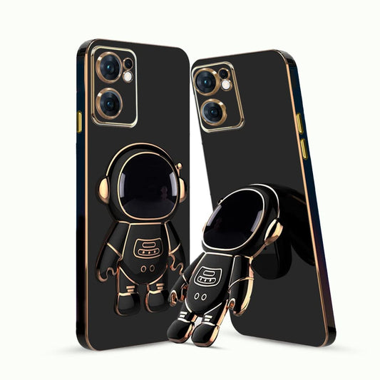 3D Astronaut Case for Folding Stand Back Case For Oppo A96 | SOFT TPU Electropated Stand