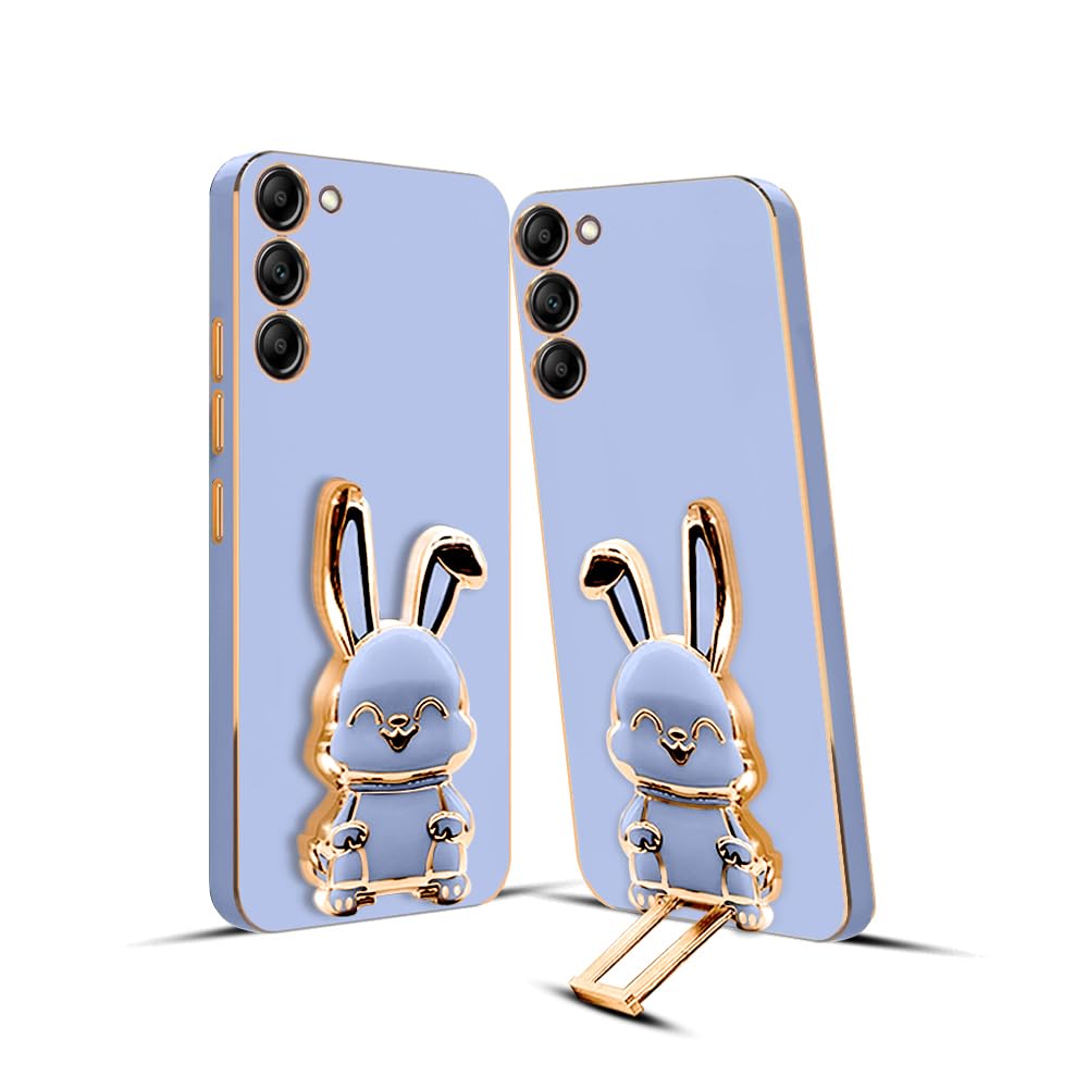 3D Bunny Mobile Samsung Cover With Stand And Mirror For Samsung S23| Soft TPU Electropated Stand