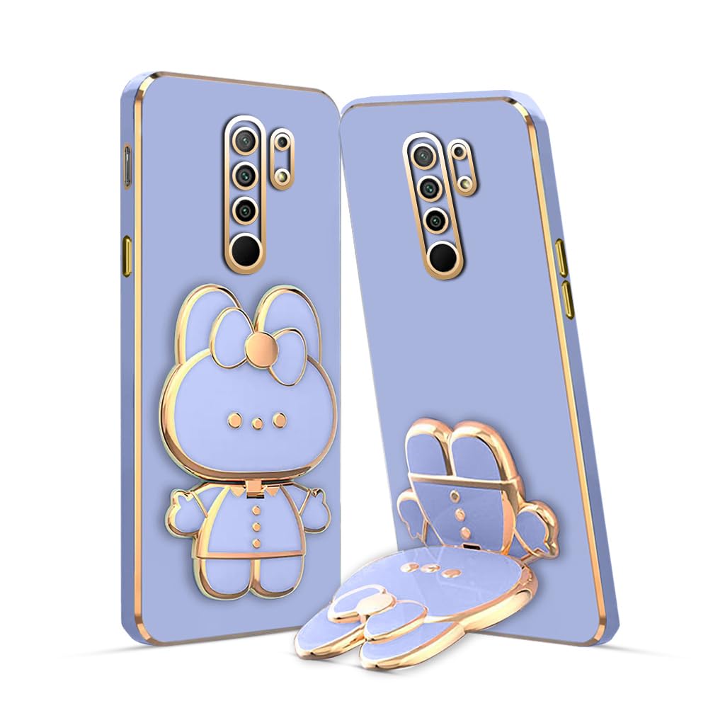 3D Cat Mobile Back Case with Stand For Redmi 9 Prime stand Mirror | Camera Protection | Electroplated