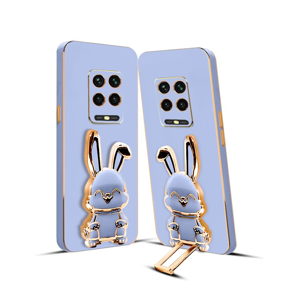 3D Bunny Mobile Redmi Cover With Stand And Mirror For Redmi 9 Power| Soft TPU Electropated Stand