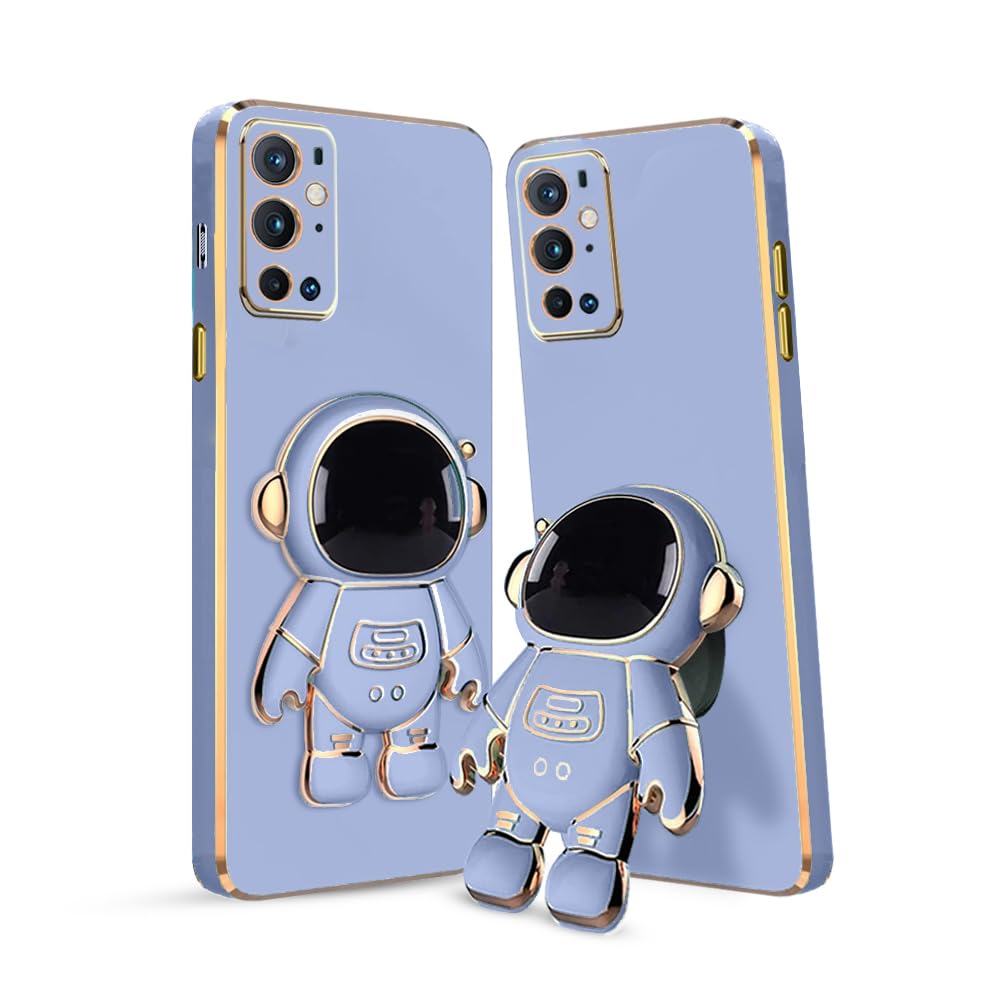 3D Astronaut Case for Folding Stand Back Case For OnePlus 9 Pro 5G | Slim electroplated case | Stand case | Soft TPU | Space Astro Theme |Camera Pro 5Gtection