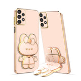 3D Cat Mobile Back Case with Stand For Samsung Galaxy A52| Stand and Mirror | Camera Protection | Electroplated |