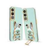 3D Bunny Mobile Oneplus Cover With Stand And Mirror For Oneplus Nord CE4| Soft TPU Electropated Stand