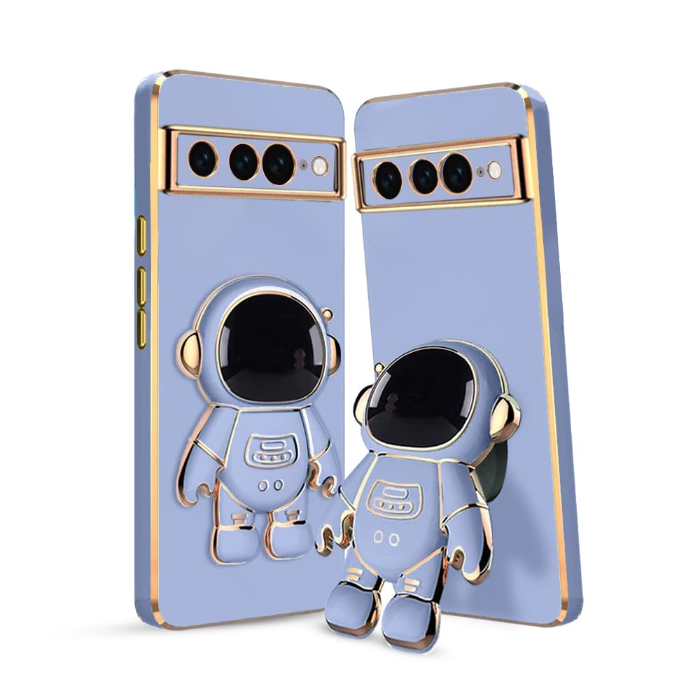 3D Astronaut Case for Folding Stand Back Case For Google Pixel 7 Pro | SOFT TPU Electropated Stand