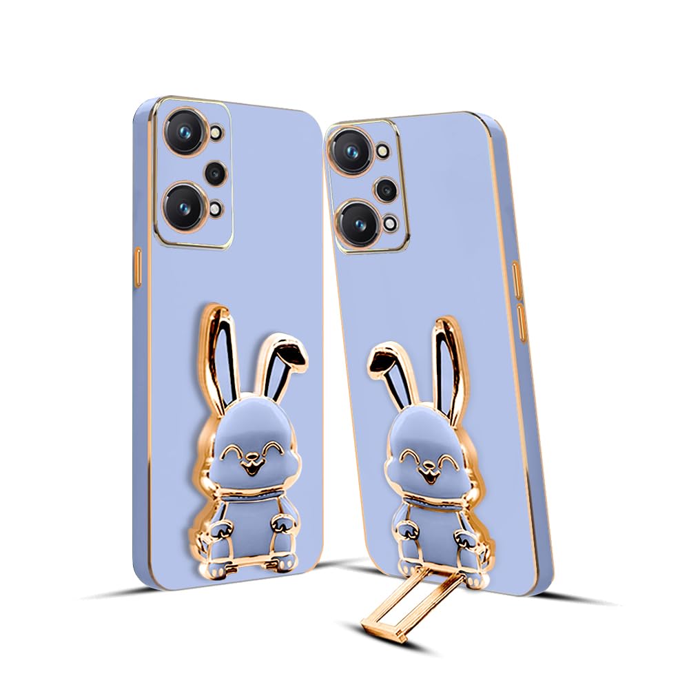 3D Bunny Mobile Realme Cover With Stand And Mirror For Realme GT  Neo 3T| Soft TPU Electropated Stand