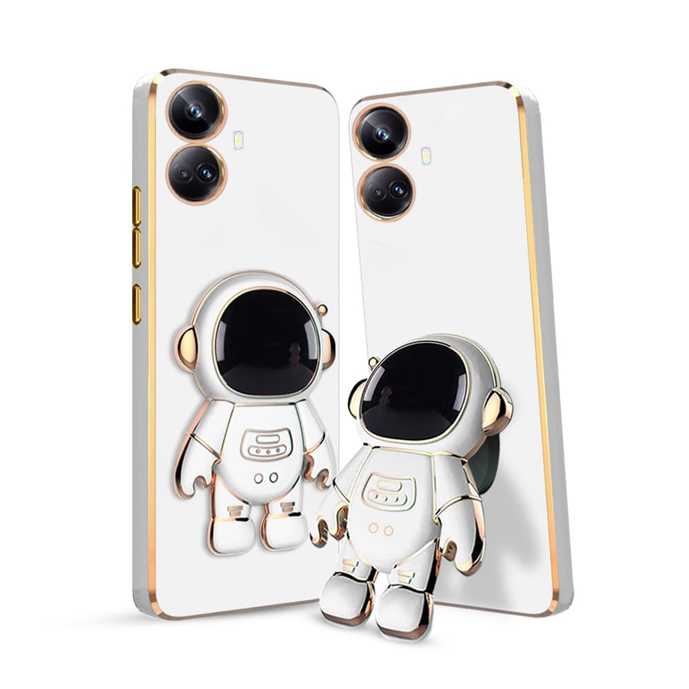 3D Astronaut Case for Folding Stand Back Case For Realme 10 Pro Plus (5G) | SOFT TPU Electropated Stand.