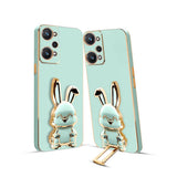 3D Bunny Mobile Realme Cover With Stand And Mirror For Realme GT  Neo 3T| Soft TPU Electropated Stand