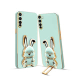 3D Bunny Mobile Oneplus Cover With Stand And Mirror For Oneplus Nord| Soft TPU Electropated Stand