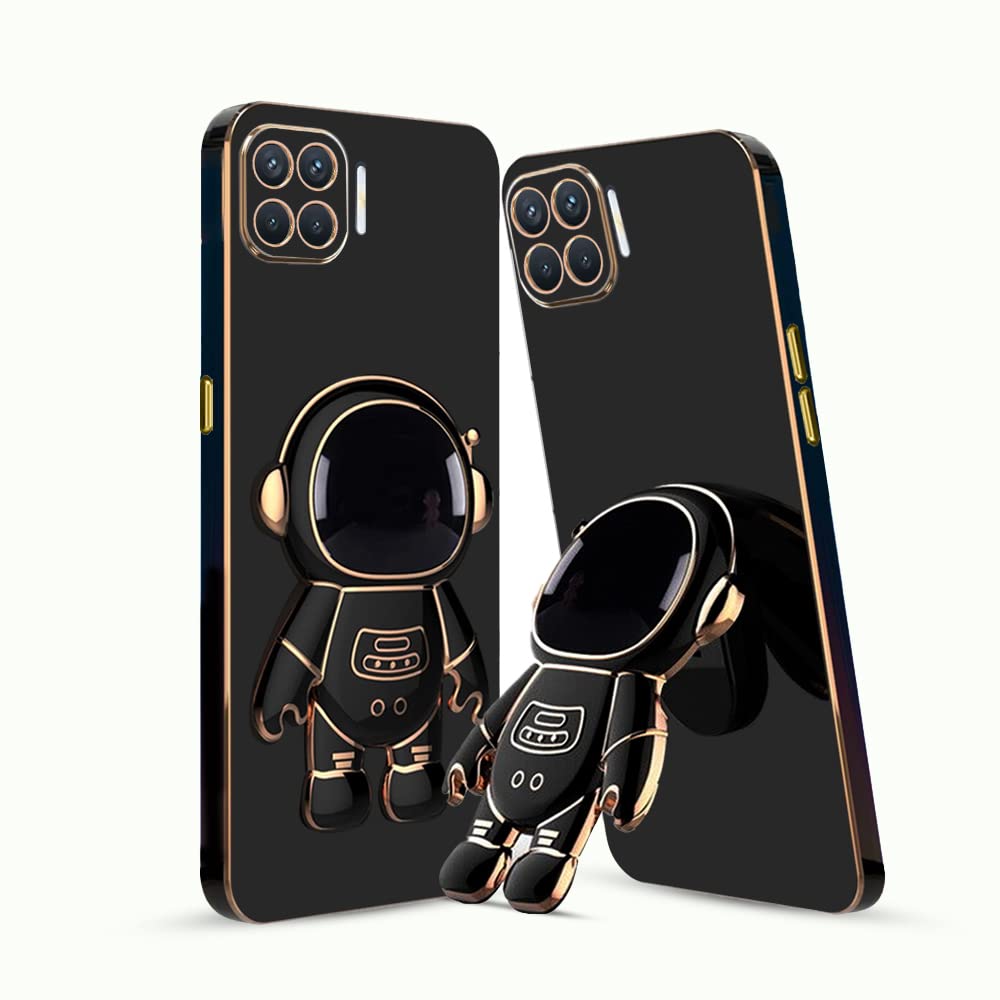 3D Astronaut Case for Folding Stand Back Case For Oppo F17 Pro | SOFT TPU Electropated Stand