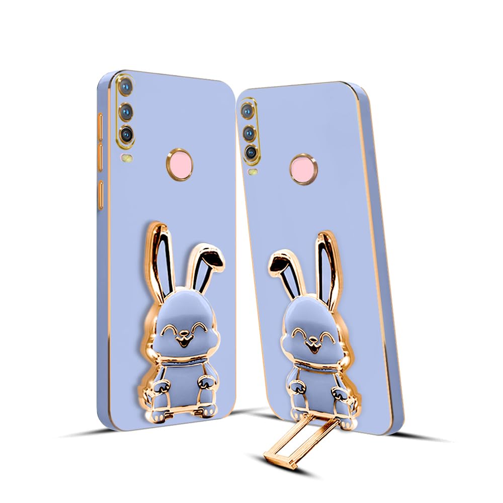 3D Bunny Mobile Vivo Cover With Stand And Mirror For Vivo Y12| Soft TPU Electropated Stand