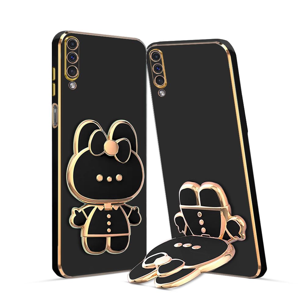 3D Cat Mobile Back Case with Stand For Samsung Galaxy A50| Stand and Mirror | Camera Protection | Electroplated |