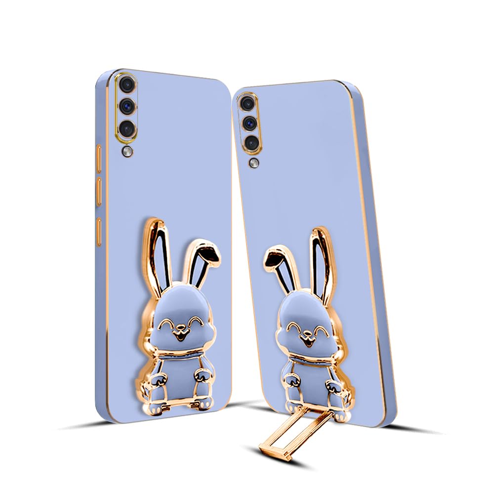 3D Bunny Mobile Samsung Cover With Stand And Mirror For Samsung A50| Soft TPU Electropated Stand