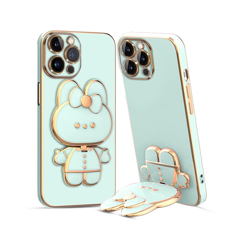 3D Cat Mobile Back Case with Stand For iPhone 12 Pro | Stand and Mirror | Camera Protection | Electroplated