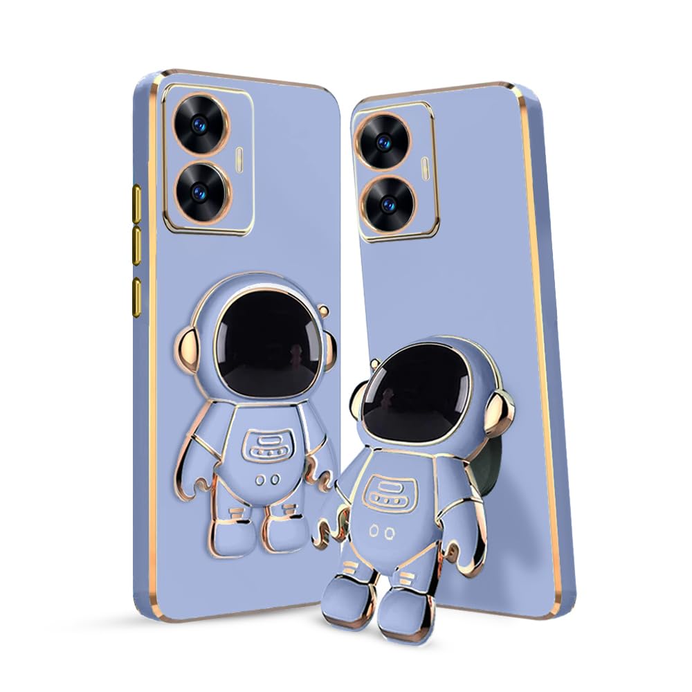 3D Astronaut Case for Folding Stand Back Case For Realme C55 | SOFT TPU Electropated Stand