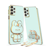 3D Cat Mobile Back Case with Stand For Samsung Galaxy A52| Stand and Mirror | Camera Protection | Electroplated |