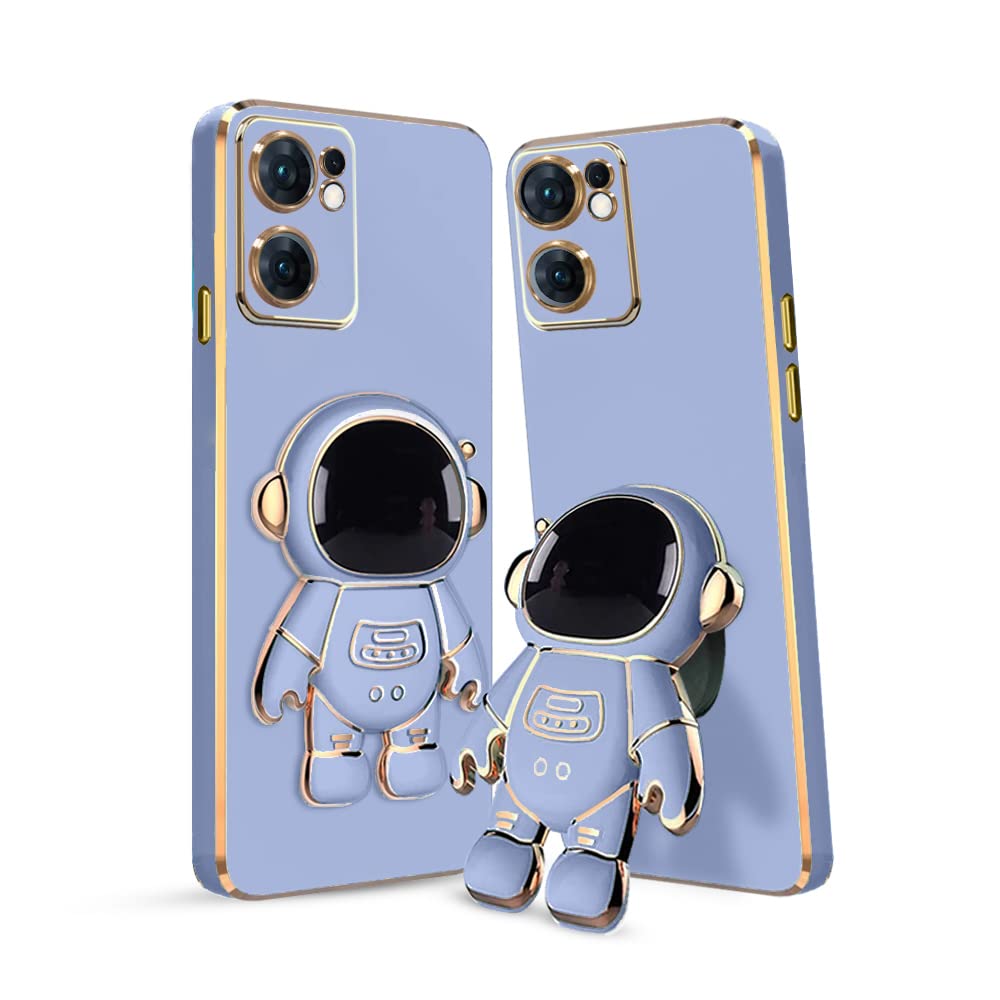 3D Astronaut Case for Folding Stand Back Case For Oppo A96 | SOFT TPU Electropated Stand