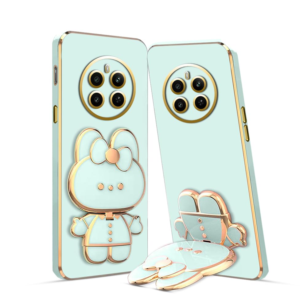 3D Cat Mobile Back Case with Stand For Realme 12 Plus 5G | Stand and Mirror | Camera Protection | Electroplated |