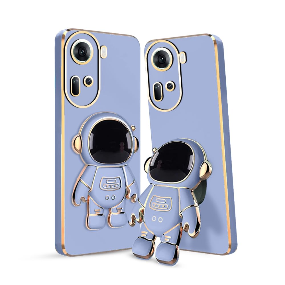 3D Astronaut Case for Folding Stand Back Case For  Oppo Reno 11 5G| SOFT TPU Electropated Stand