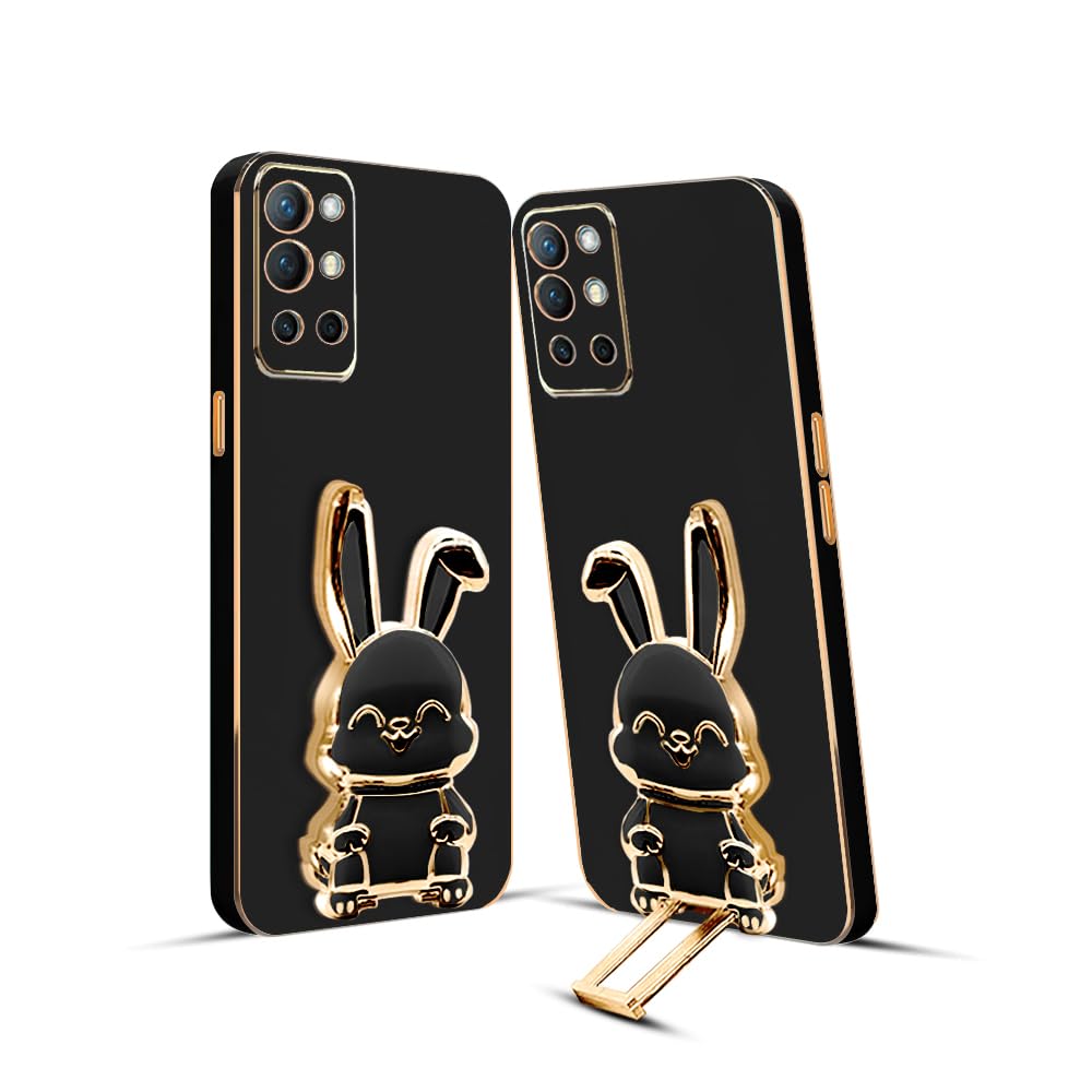 3D Bunny Mobile Oneplus Cover With Stand And Mirror For Oneplus 8T| Soft TPU Electropated Stand