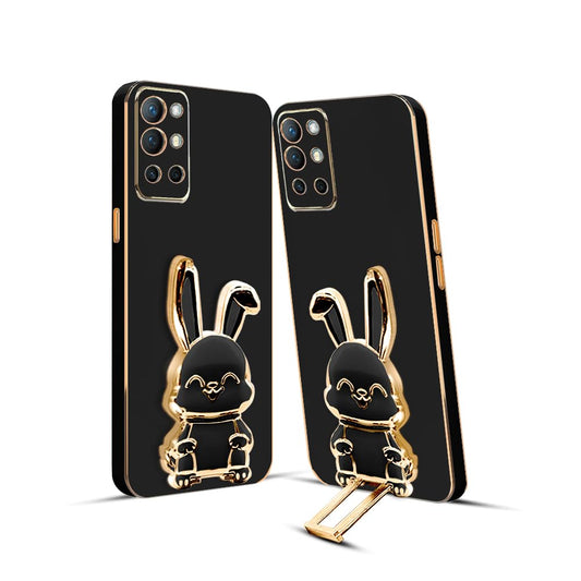 3D Bunny Mobile Oneplus Cover With Stand And Mirror For Oneplus 8T| Soft TPU Electropated Stand