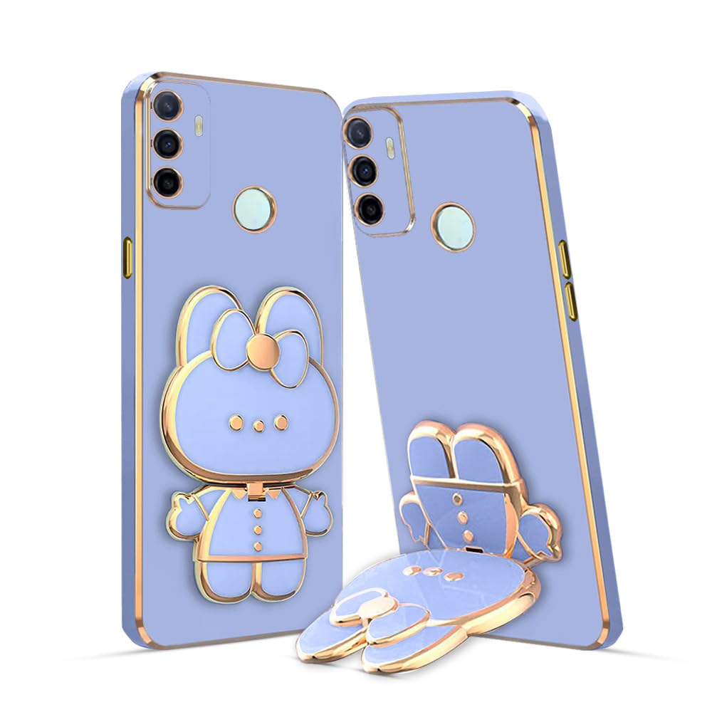 3D Cat Mobile Back Case with Stand For Oppo A53 2020| Stand and Mirror | Camera Protection | Electroplated |