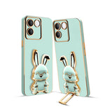 3D Bunny Mobile Qoo Cover With Stand And Mirror For iQoo Z7 Pro| Soft TPU Electropated Stand