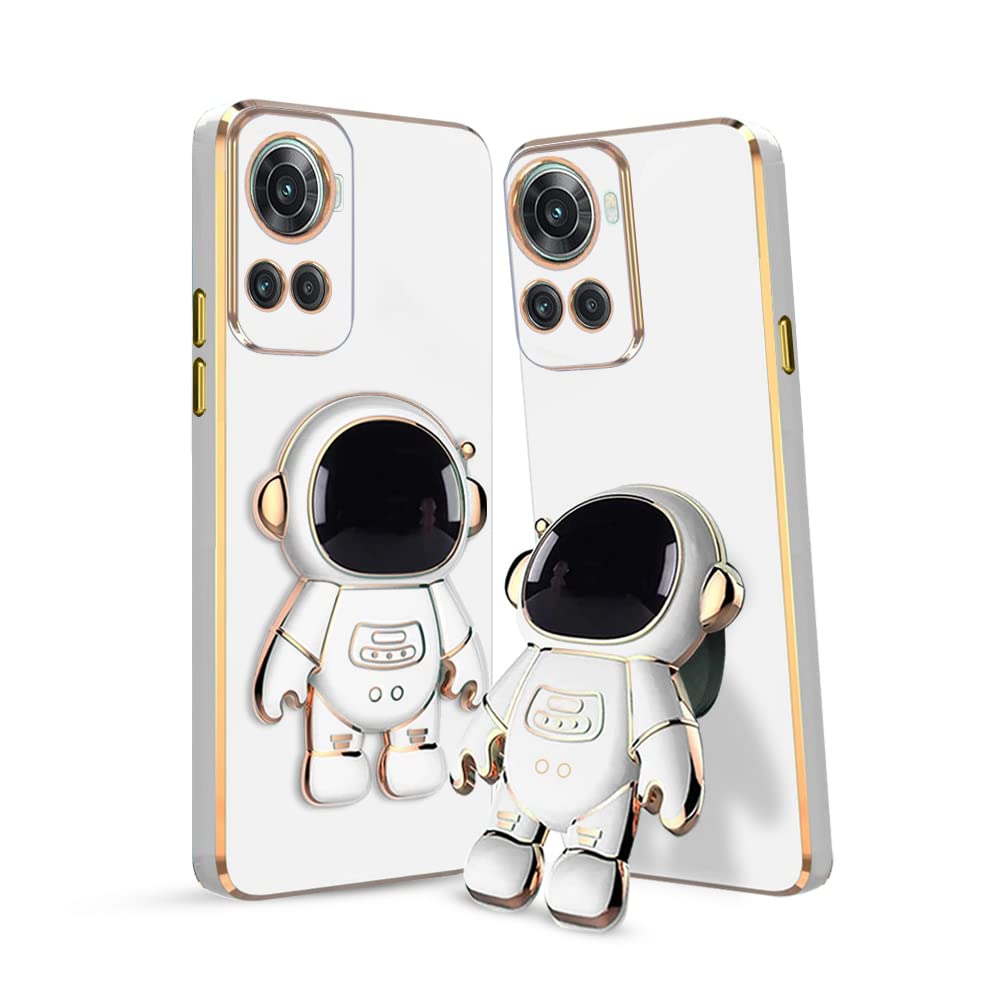 3D Astronaut Case for Folding Stand Back Case For OnePlus 10R 5G | SOFT TPU Electropated Stand.