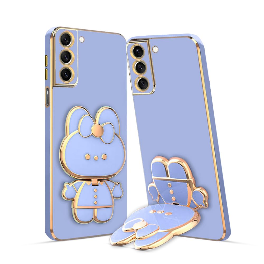 3D Cat Mobile Back Case with Stand For Samsung Galaxy S21 Fe 5G| Stand And Mirror | Camera Protection | Electroplated |