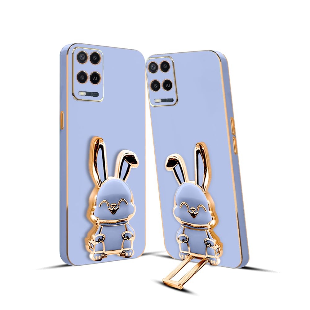 3D Bunny Mobile Oppo Cover With Stand And Mirror For Oppo A54| Soft TPU Electropated Stand