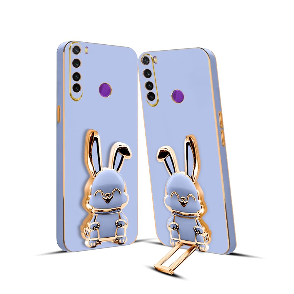 3D Bunny Mobile Redmi Cover With Stand And Mirror For Redmi Note 8| Soft TPU Electropated Stand