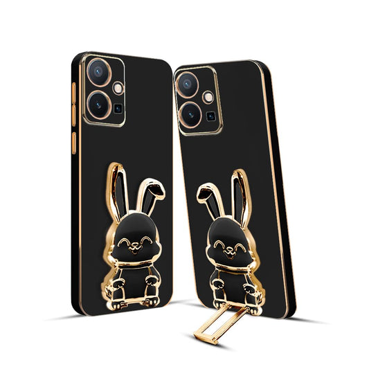 3D Bunny Mobile Vivo Cover With Stand And Mirror For Vivo Y75 4G| Soft TPU Electropated Stand