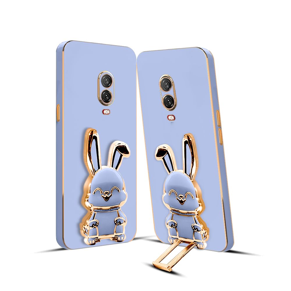 3D Bunny Mobile Oneplus Cover With Stand And Mirror For Oneplus 6T| Soft TPU Electropated Stand