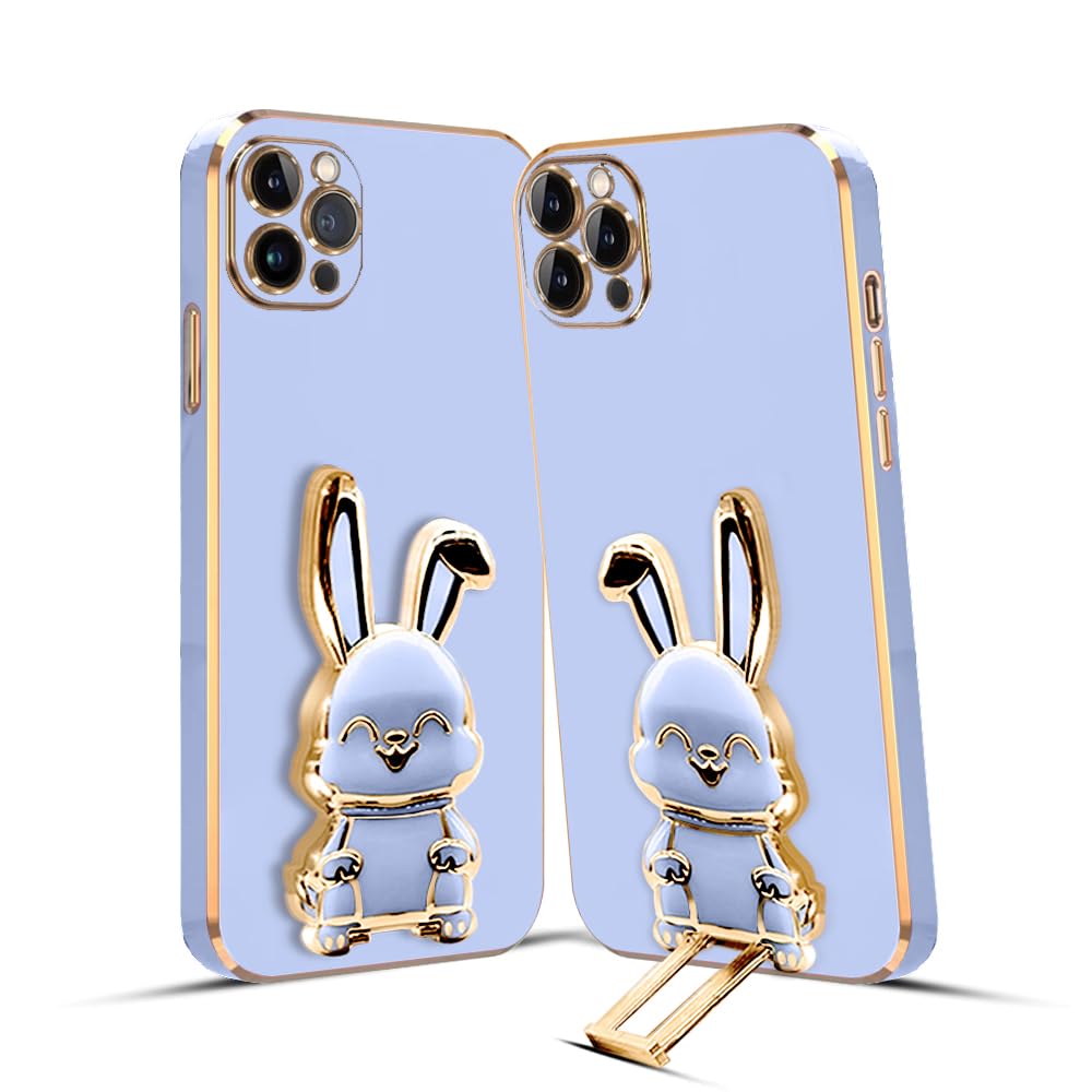 3D Bunny Mobile Phone Cover With Stand And Mirror For iPhone 11 Pro| Soft TPU Electropated Stand