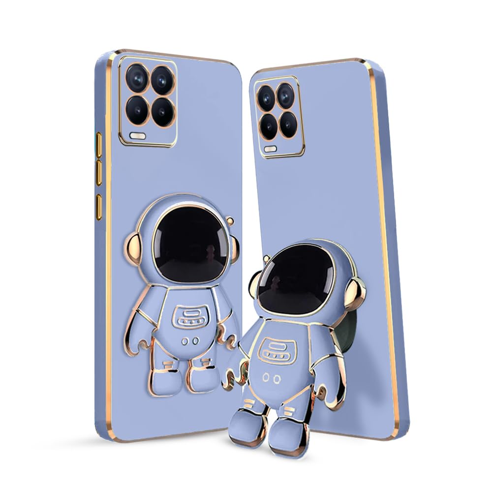 3D Astronaut Case for Folding Stand Back Case For Realme 8 (4G) | SOFT TPU Electropated Stand